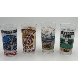 Lot of 4 Vintage Kentucky Derby Mint Julep Glasses 1976 1977 1979 1983 Churchill